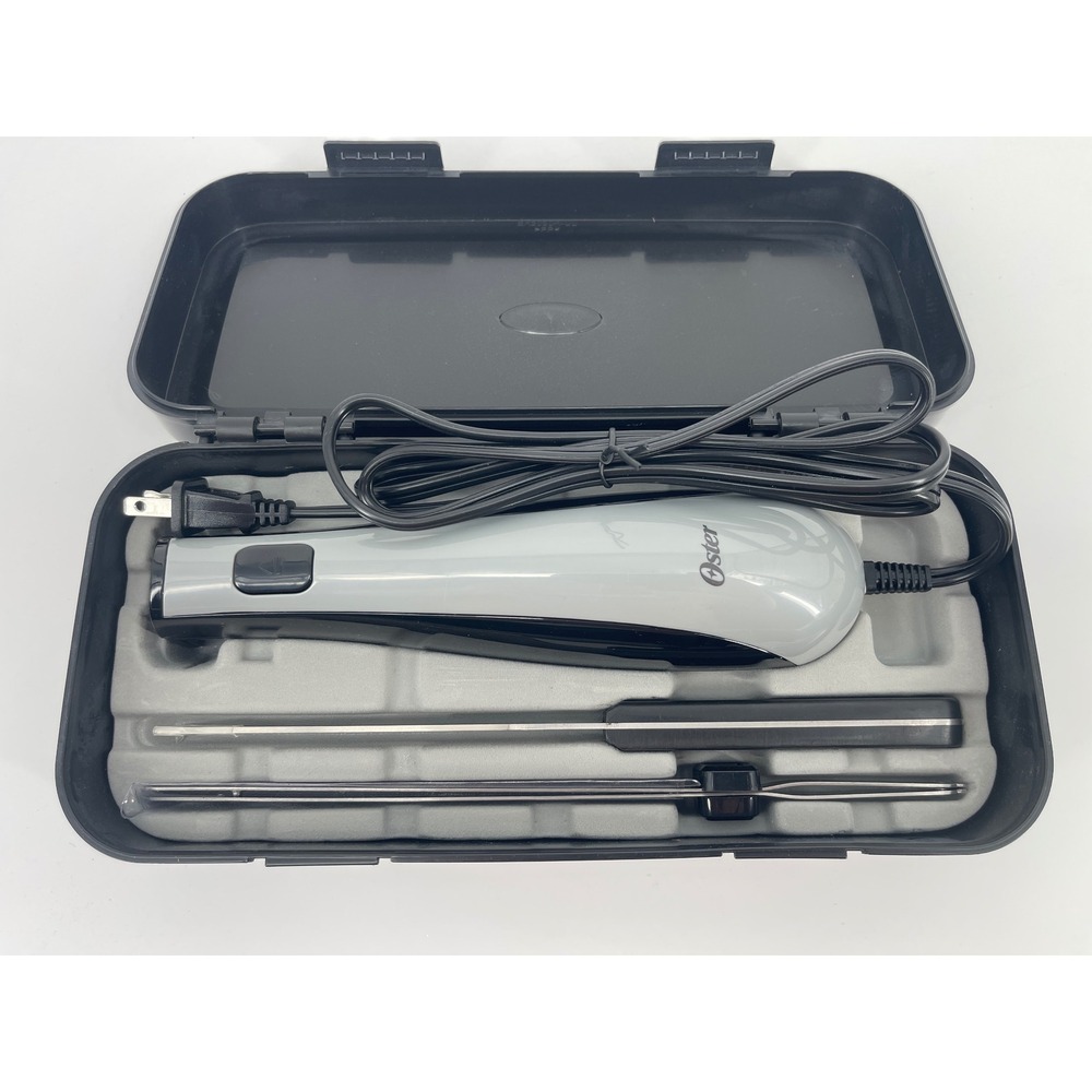 Oster Electric Knife OS Gray Excellent FPSTEK2020 100W Set with Case and Fork